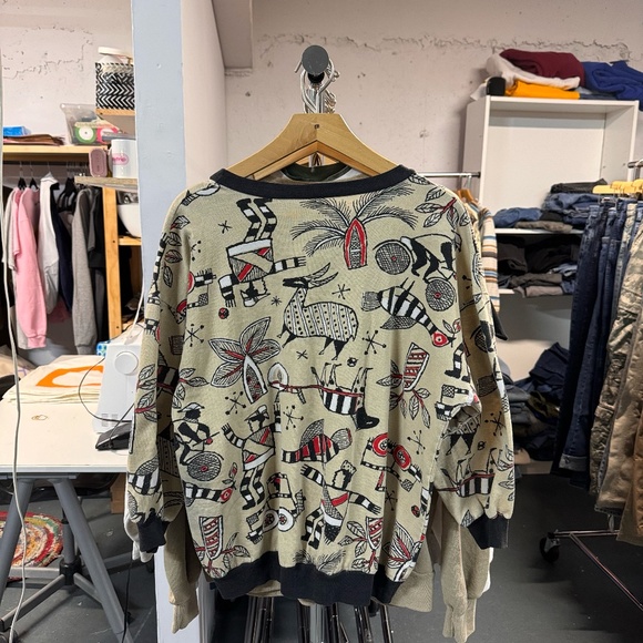 Vintage Cute All Over Print Sweater in Beige - Picture 3 of 4